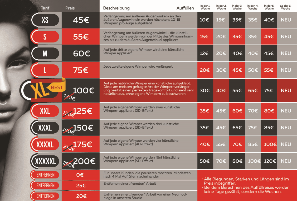 Wimpern Auffüllen Preisliste Wimpern Auffüllen Preisliste