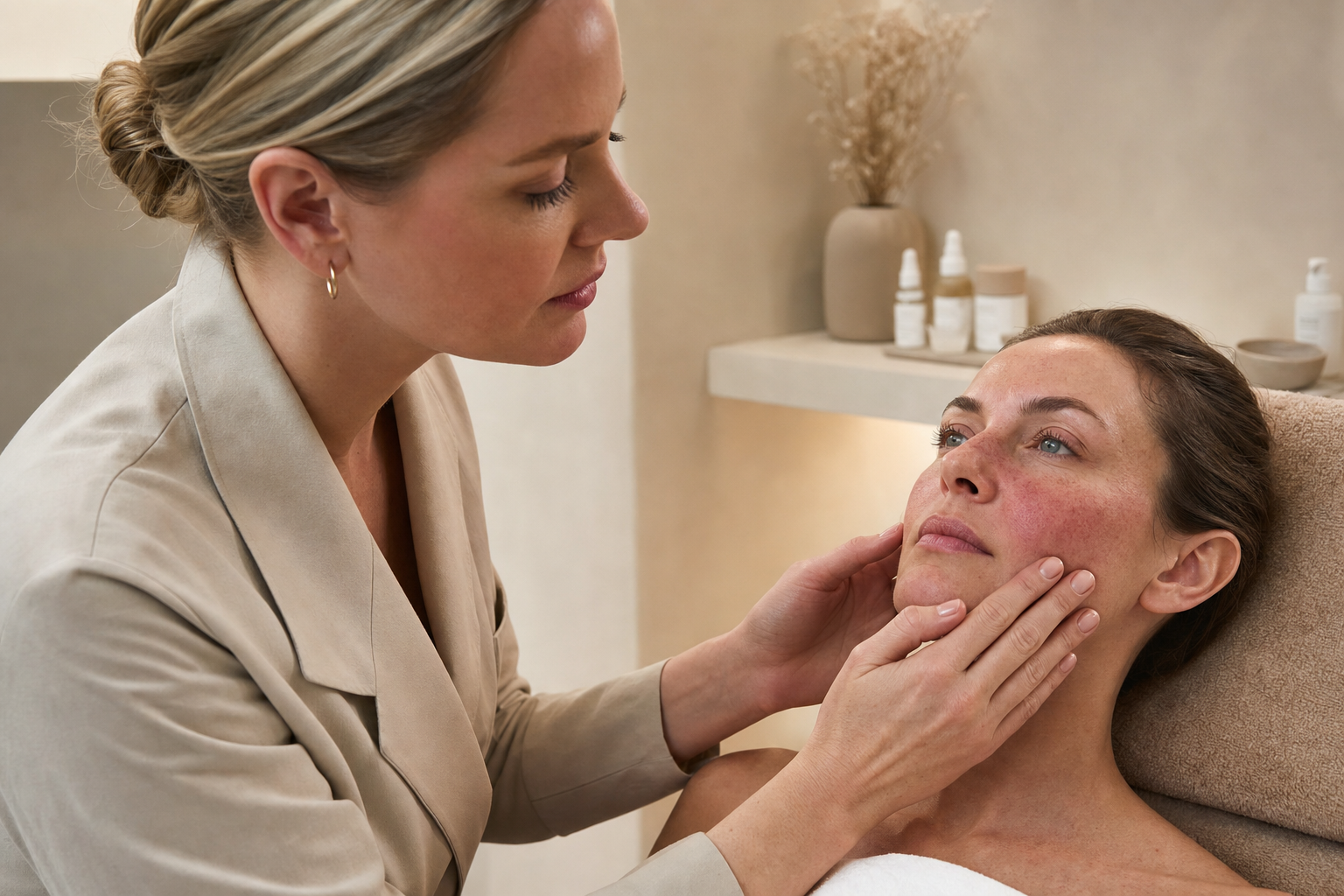Beruhigende Kosmetik bei geröteter Haut in Berlin Mitte in einem eleganten Berliner Beauty-Studio
