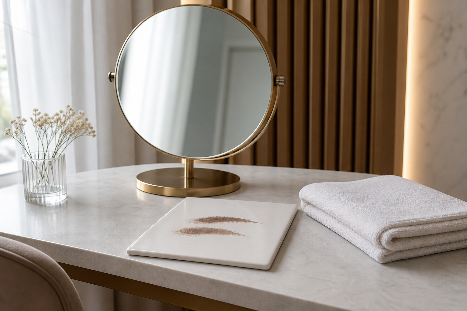 Microblading Berlin Mitte bei asymmetrischem Brauenanfang – hochwertige Beratungsszene im Berliner Beauty-Studio