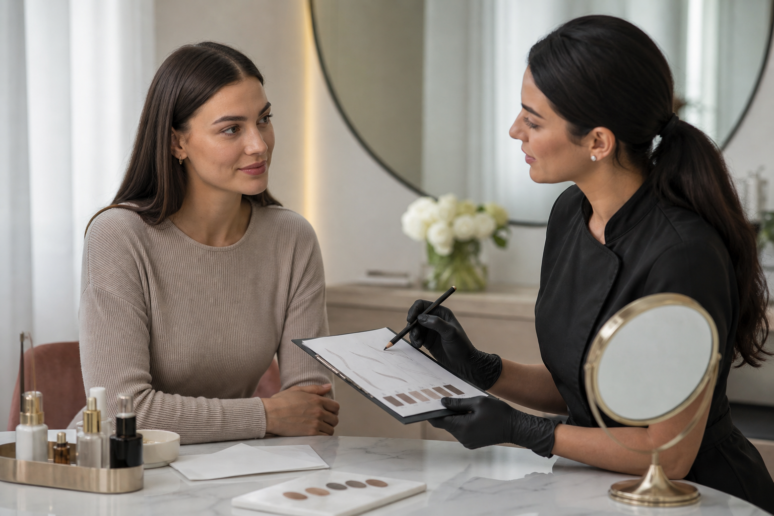 Permanent Make-up Augenbrauen Berlin Mitte bei fettiger Haut in einem hochwertigen Berliner Beauty-Studio