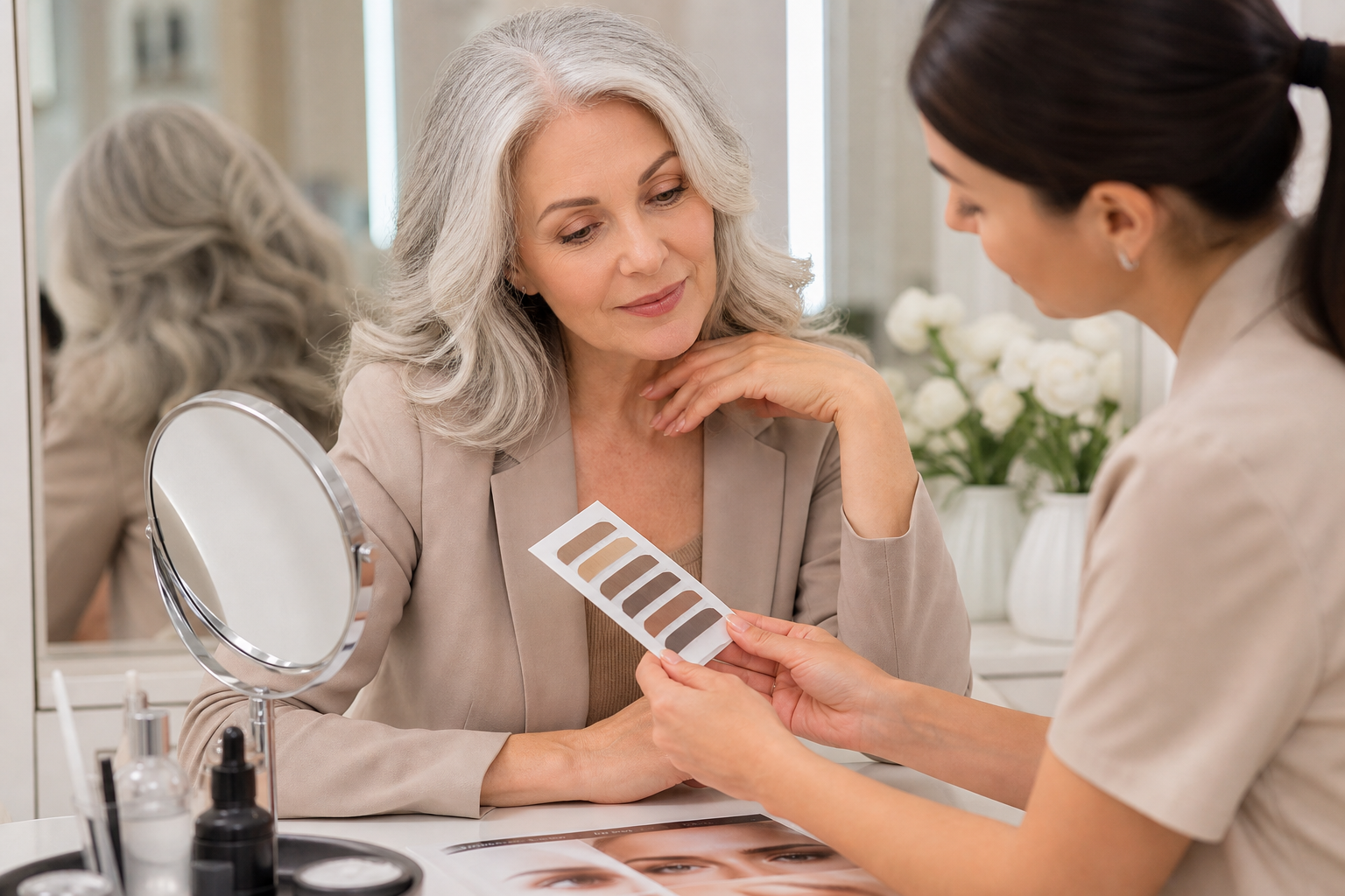 Permanent Make-up Augenbrauen Berlin Mitte bei grauen Haaren in einem hochwertigen Berliner Beauty-Studio